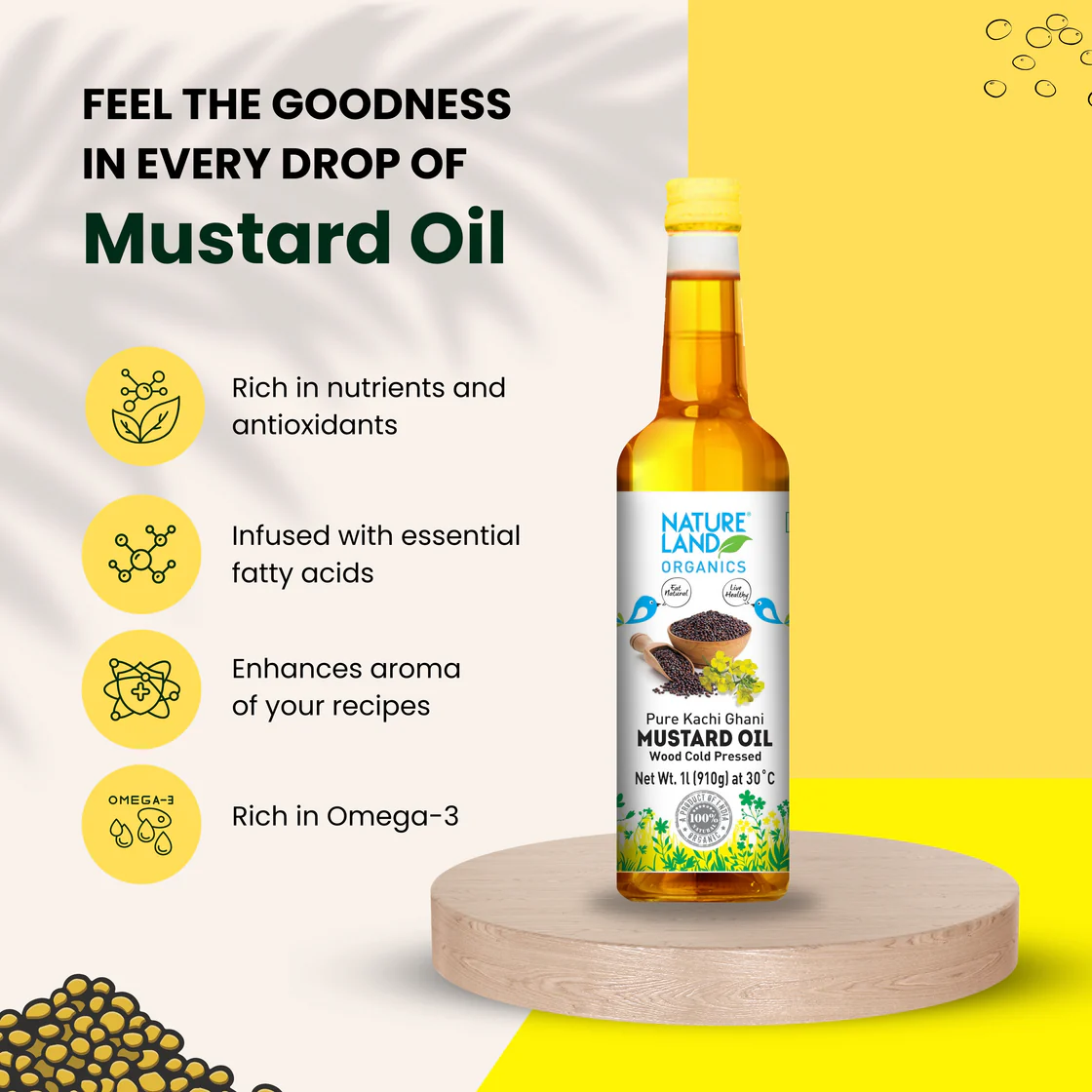 Nature Land Cold Pressed Mustard Oil 1litre Nature Land Cold Pressed Mustard Oil 1litre - Image 3