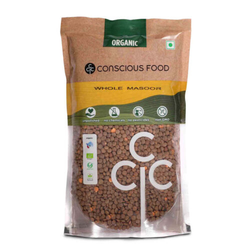 Conscious Food Organic Whole Masoor / Brown Lentil 500g