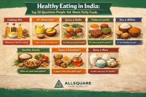 Healthy Eating in India: Top 50 Questions People Ask About Daily Foods, Oils, Spices and Snacks