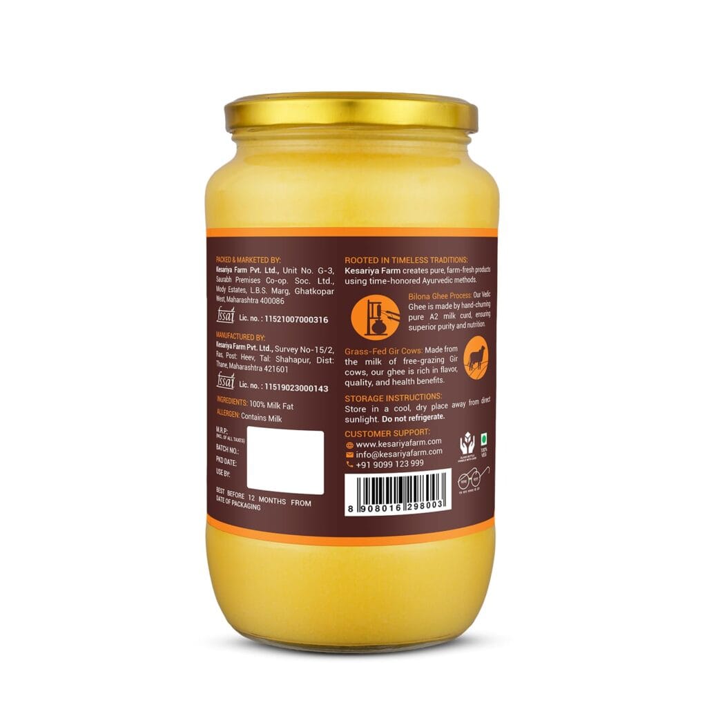 kesariya fram vedic gir cow ghee 1litre back