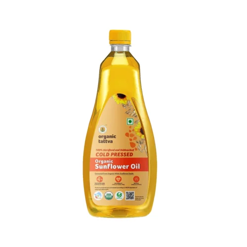 oraganic tattava organic cold pressed sunflower oil 1 litre front