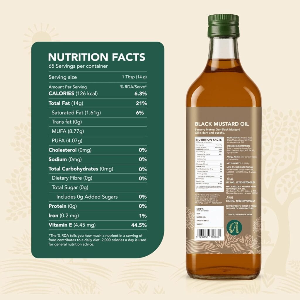 anvenshen wood pressed black mustard oil 1 litre back