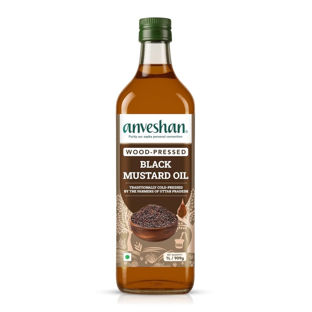 anvenshen wood pressed black mustard oil 1 litre front