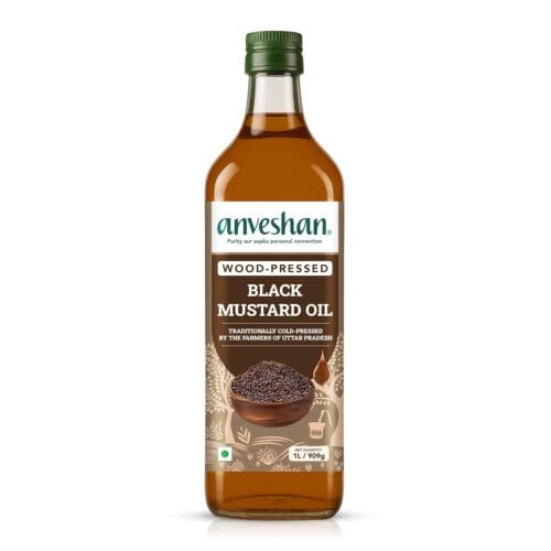 anvenshen wood pressed black mustard oil 1 litre front
