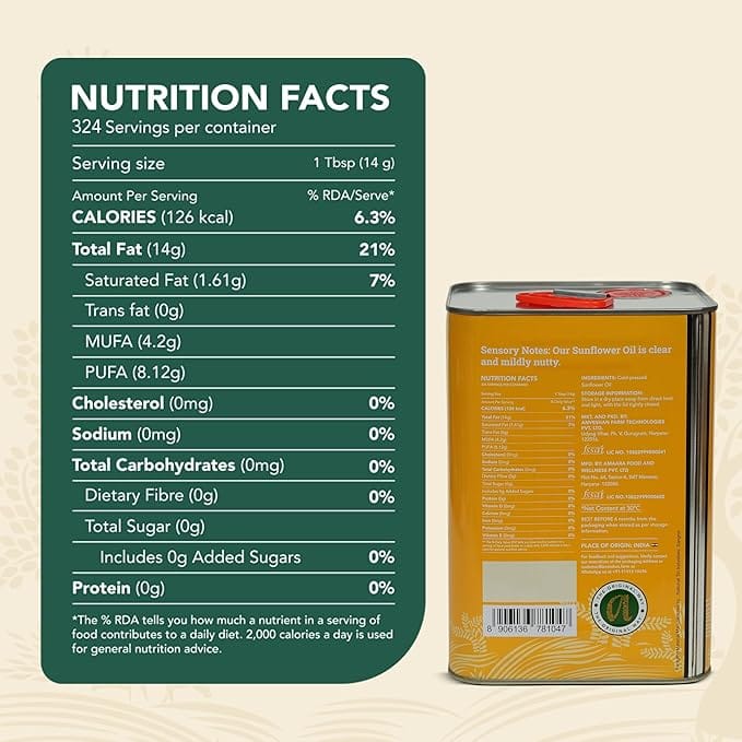 anvenshen wood pressed sunflower oil 5 litre back