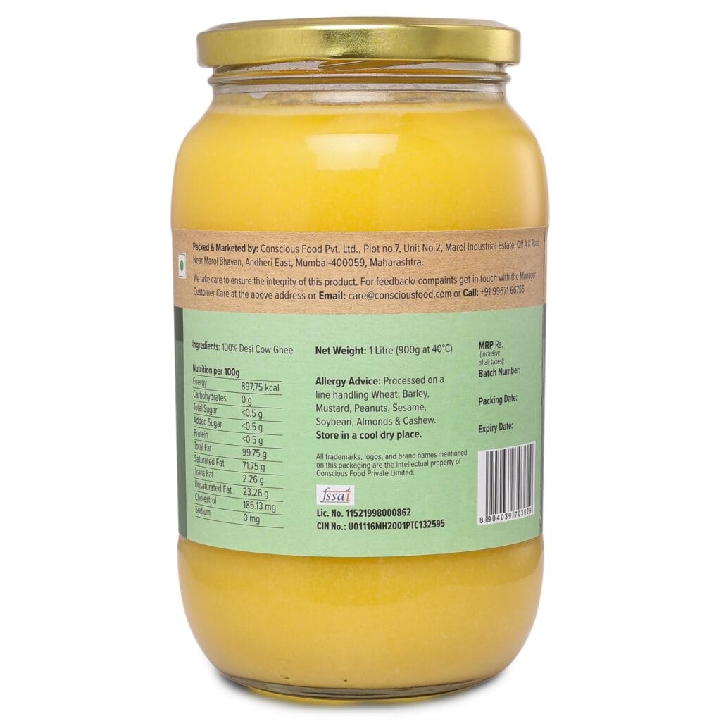 consicous food a2 desi cow ghee 1ltr back