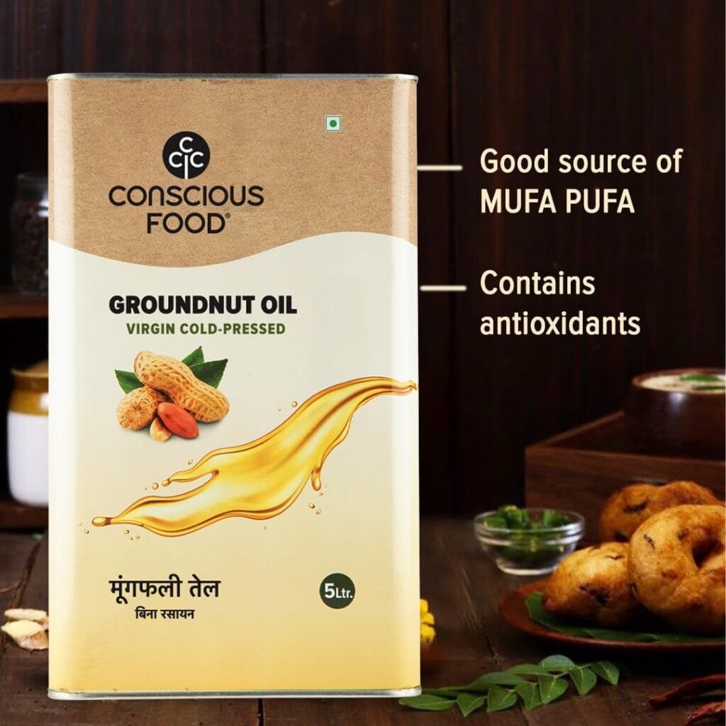 consicous food organic cold pressed groundnut oil 5 litre cto