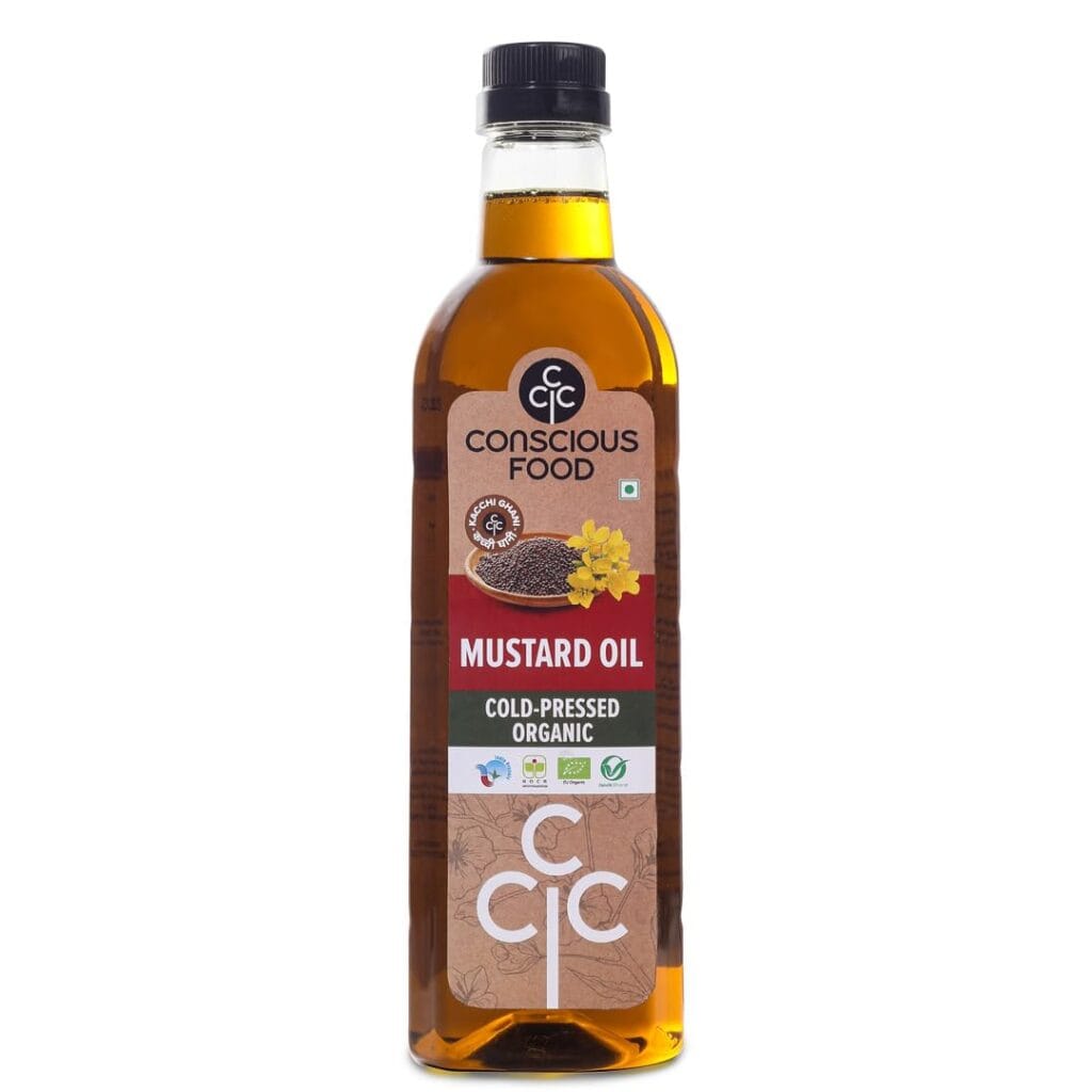 consicous food organic cold pressed mustard oil 1 litre front