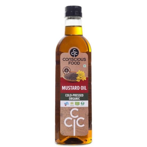 consicous food organic cold pressed mustard oil 1 litre front