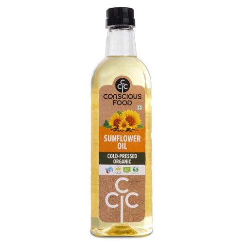consicous food organic cold pressed sunflower oil 1 litre front