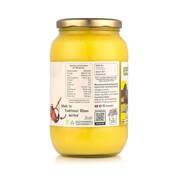 kasutam a2 desi cow bilona ghee 1 litre back
