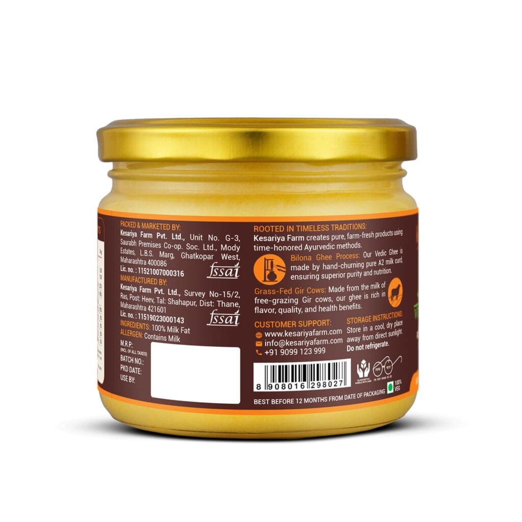 kesariya fram vedic gir cow ghee 250ml back