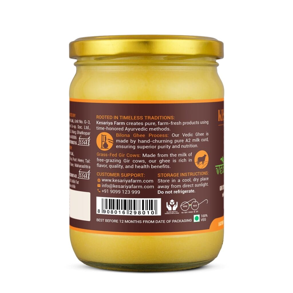 kesariya fram vedic gir cow ghee 500ml back