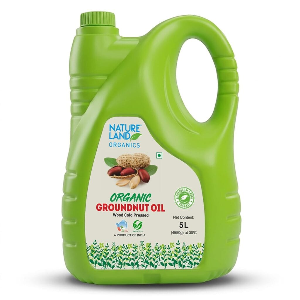 nature & land organic cold pressed groundnut oil 5 litre front