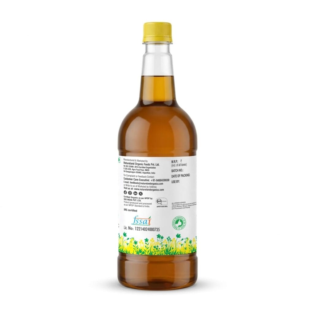 nature & land organic cold pressed mustard oil 1 litre back