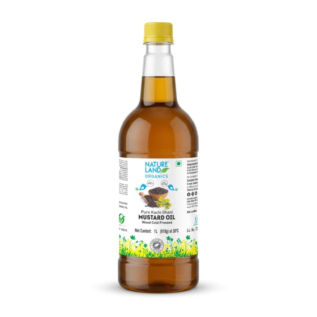 nature & land organic cold pressed mustard oil 1 litre front