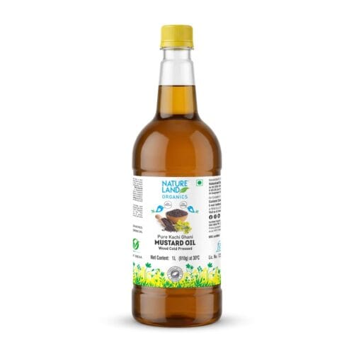 nature & land organic cold pressed mustard oil 1 litre front