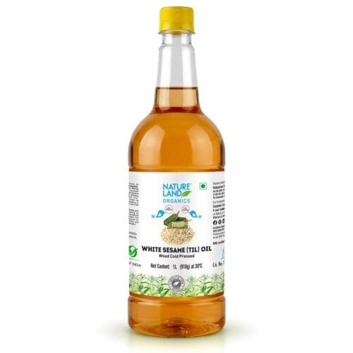 nature & land organic cold pressed sesame oil 1 litre front