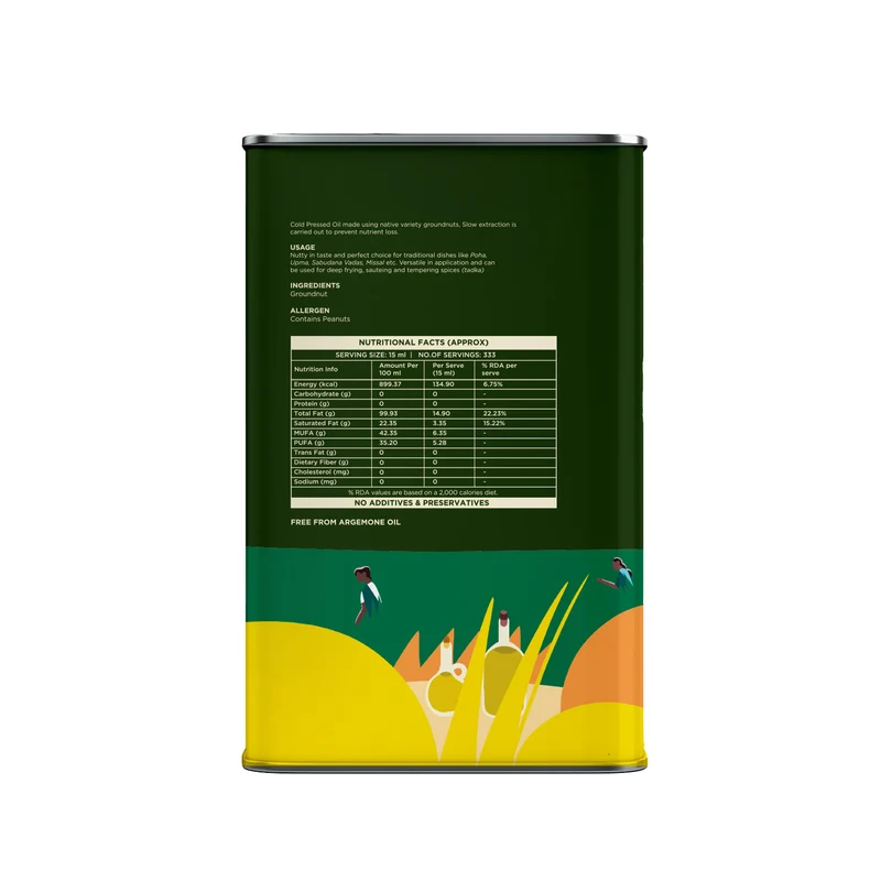organic cold pressed groundnut oil 5 litre back
