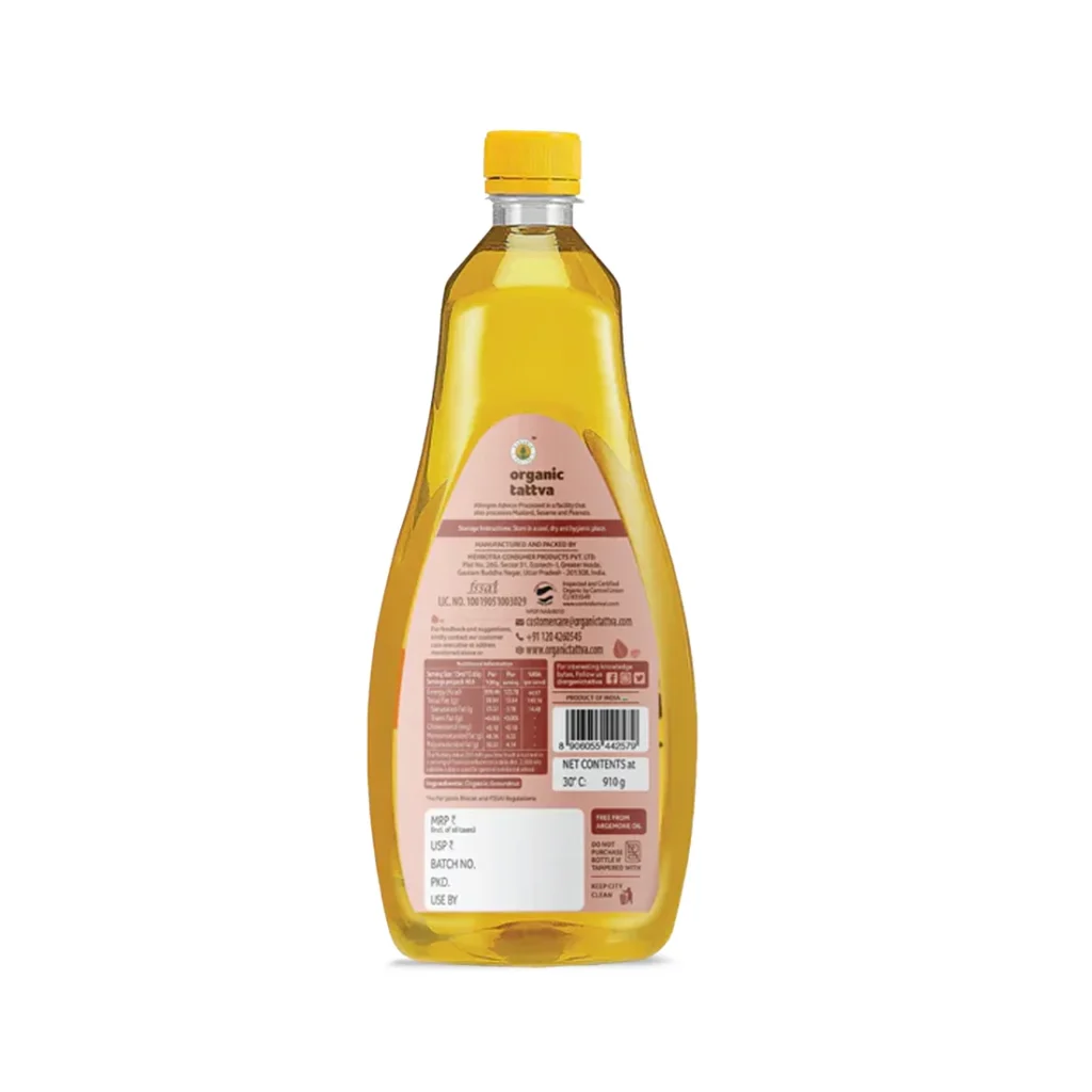 organic tattva organic cold pressed groundnut oil 1 litre back
