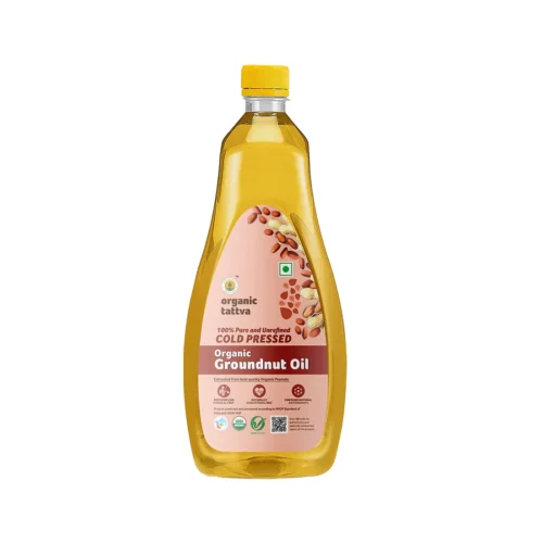 organic tattva organic cold pressed groundnut oil 1 litre front