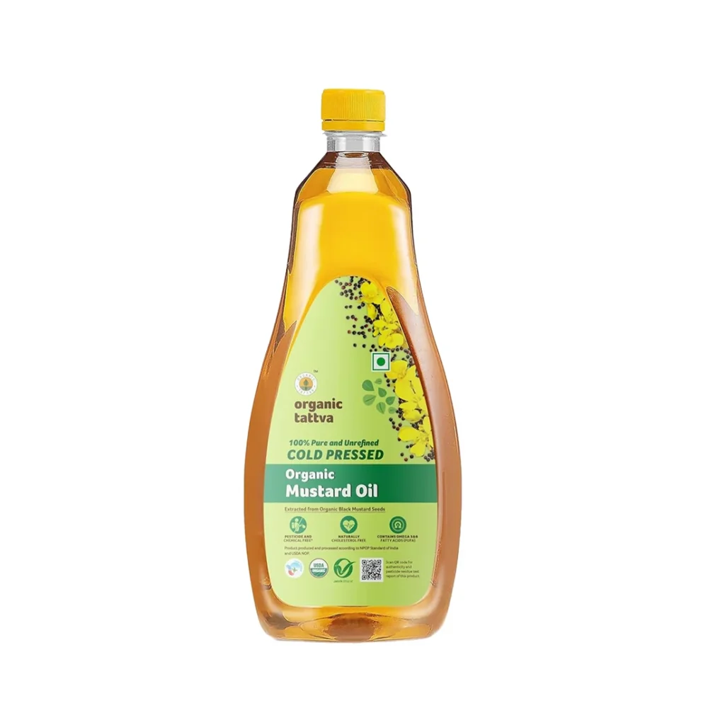 organic tattva organic cold pressed mustard oil 1 litre front