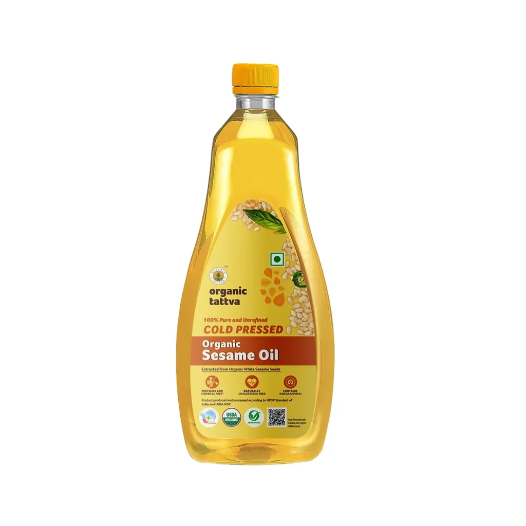 organic tattva organic cold pressed sesame oil 1 litre front