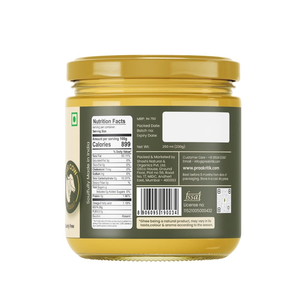 prakrtik a2 desi gir cow ghee 250ml back