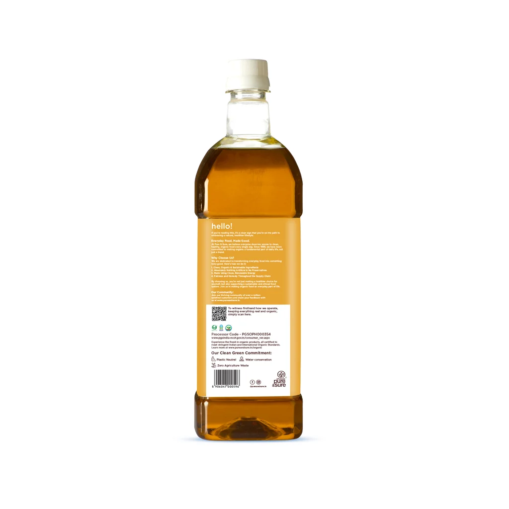 pure & sure organic cold pressed mustard oil 1 litre back