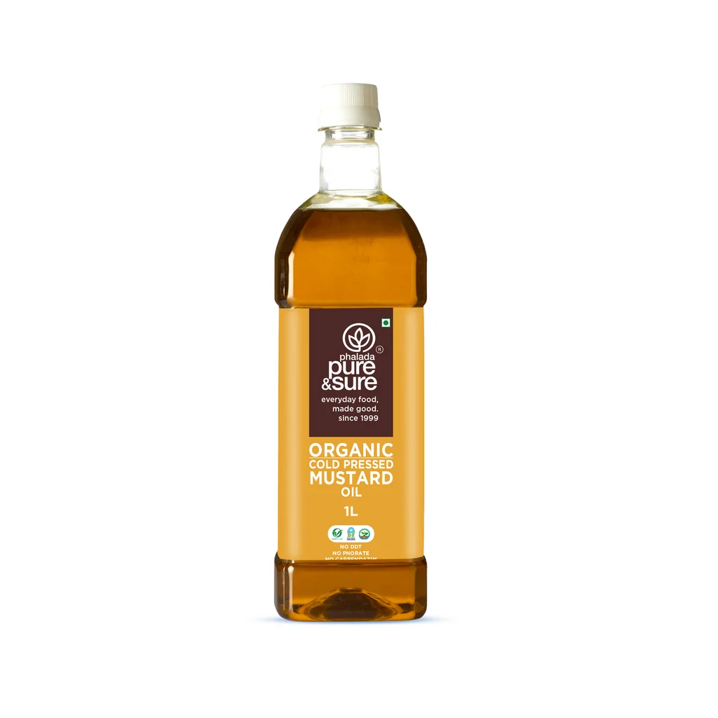 pure & sure organic cold pressed mustard oil 1 litre front