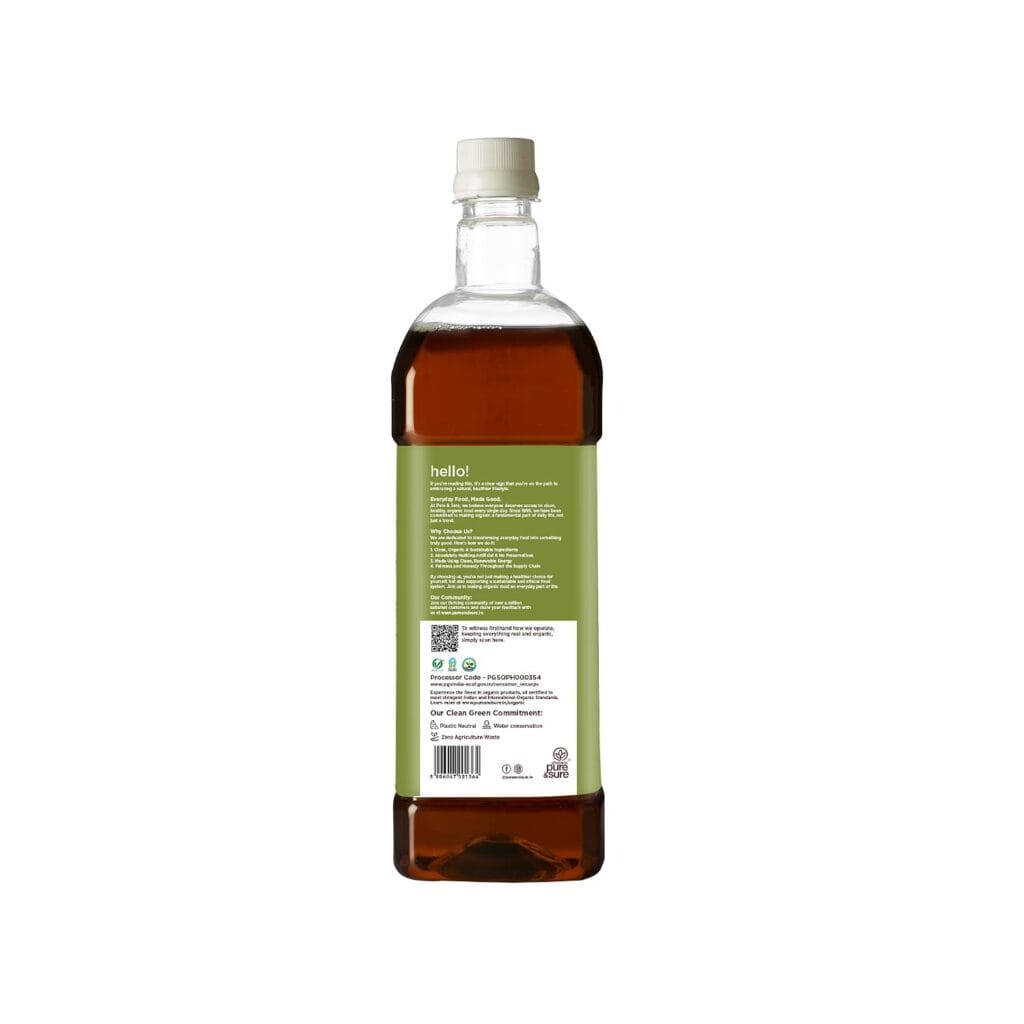 pure & sure organic cold pressed sesame oil 1 litre back