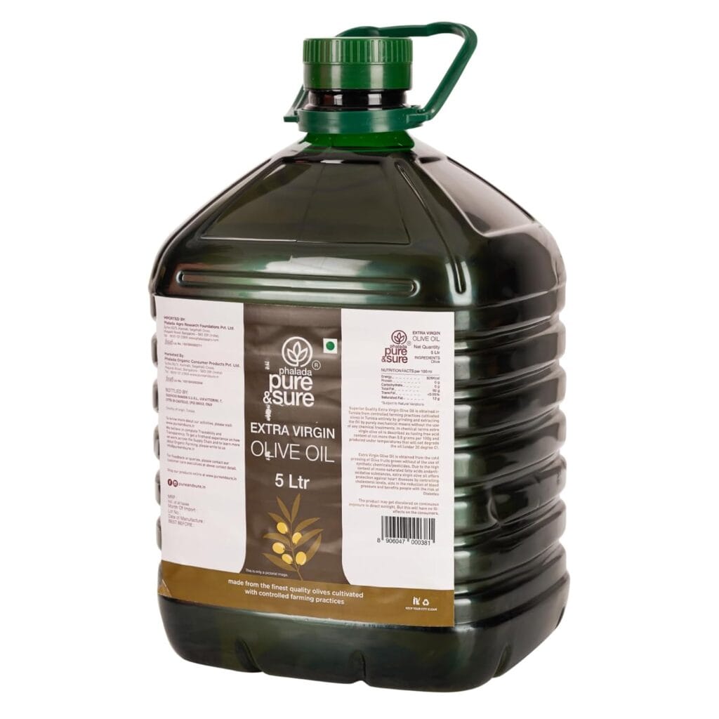 pure & sure organic extra virgin olive oil 5 litre side