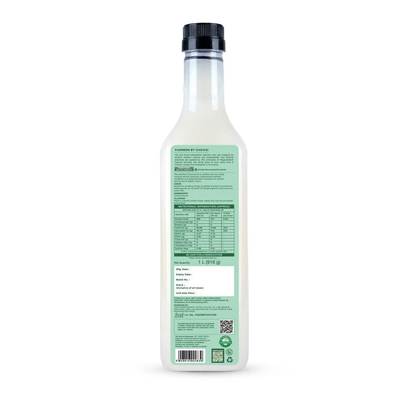 organic cold pressed coconut oil 1 ltr back